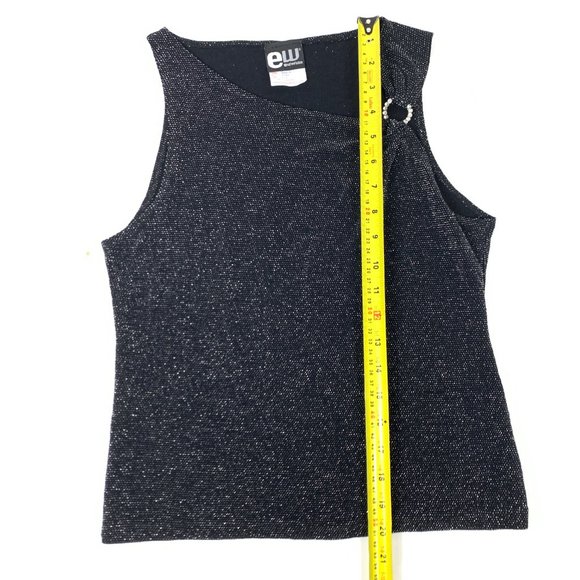 3/$25 Vintage Metallic Silver Sparkly Asymmetrical One Shoulder Top Shir… - Picture 6 of 7